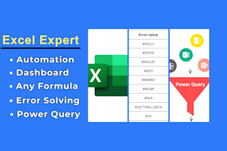 do excel automation, dashboard, formula and error solving