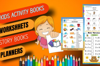 design custom worksheets and activity book for school kids