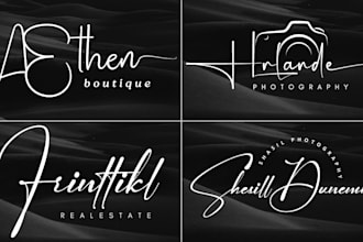 do handwriting, scripted, signature, cursive, custom logo