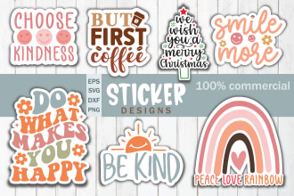 create retro typography sticker and label designs