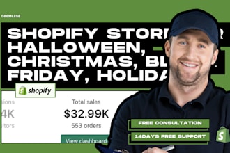 design a seasonal shopify store for halloween, christmas, black friday, holiday