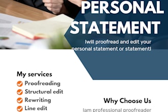 proofread and edit any personal statement or  statement of purpose