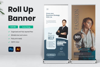 do unique roll up, retractable banner design for your business or event
