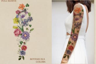 create a beautiful watercolor flowers tattoo design for you