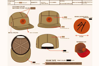 design a hat, cap, and beanies mockup with a tech pack of clothing