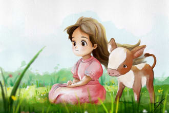 draw watercolor style book illustrations in digital