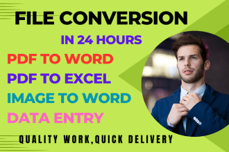 convert pdf to word, pdf to excel or data entry in 24 hours