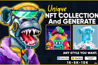 design professional nft and generate 10k collection with metadata