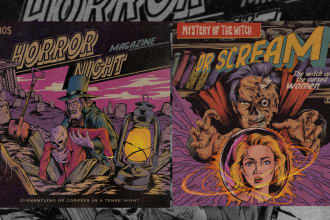 draw amzing create a vintage horror comic artwork