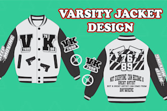 create design of varsity jacket design minimalist and modern