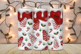 design 3d inflated 20,30oz tumbler wraps designs
