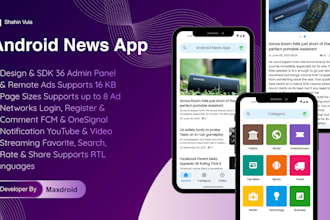 create android news app with admin panel, push notification and admob ads