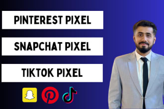 setup snapchat, tiktok, pinterest pixel, and google tag manager