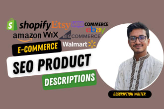 write shopify SEO product descriptions for e commerce store