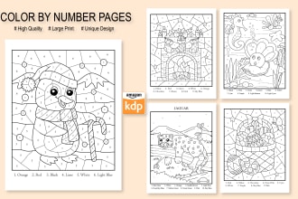 make unique design color by number pages for KDP