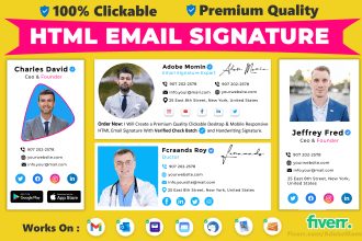 make clickable HTML email signature for outlook, gmail, apple iphone, yahoo mail