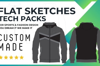 design fashion tech pack, flat sketches, apparel design