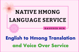 translate english to hmong and voice over service
