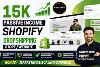 build a 15k passive income with shopify dropshipping store or shopify website