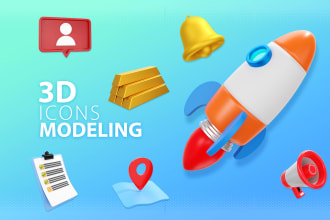 create custom 3d icons for website, app or interface
