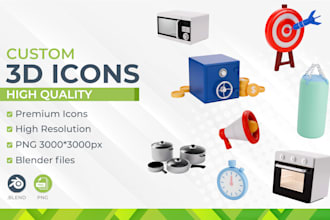 create custom 3d icons for website, app or interface
