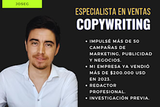 seré su redactor publicitario para ventas en linea en español