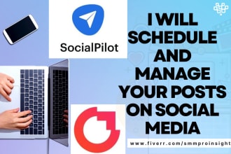 manage, schedule your posts on social media accounts via social pilot, crowdfire