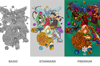 draw dnd art party poster design for game, film, dnd event