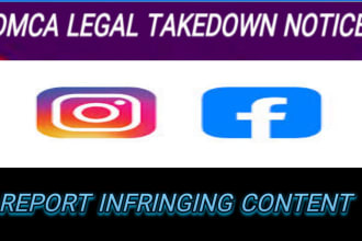 report infringing content to takedown on instagram,facebook, under dmca