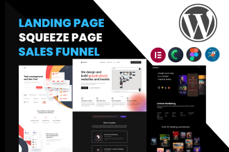 build wordpress landing page design, sales page, squeeze page, and sales funnel