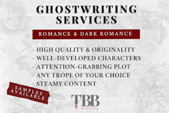 ghostwrite your romance and dark romance story