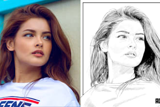 create a realistic face sketch in PSD format from your photo