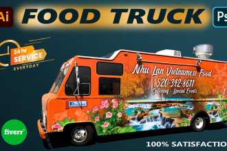 do awesome food truck wrap, van wrap, food trailer design