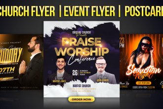 create excellent church flyer, event flyer or postcard design