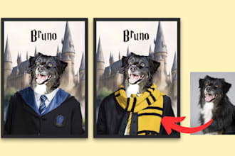 do a custom harry potter pet portrait digital art