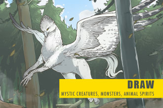draw mystic creatures, monsters, animal spirits illustration