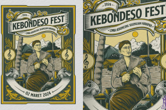 create logo with vintage and engraving style