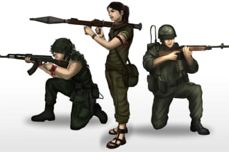 draw 2d game art military character design
