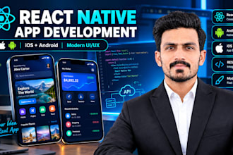 develop react native apps with modern UI UX for ios, android