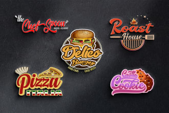 do restaurant burger pizza bbq coffee and bakery logo design