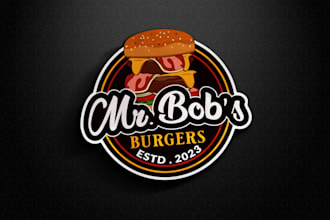do restaurant, food truck, burger, pizza, BBQ, fast food and 3d food logo design