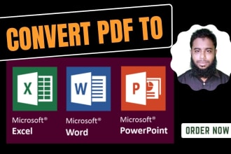 convert pdf to ms word, excel powerpoint and retyping job