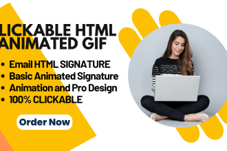 design HTML email signature with animated logo for business