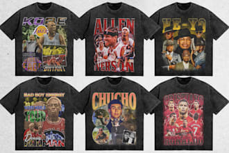 create custom 90s vintage bootleg design for tshirt