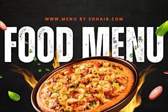 eye catching restaurant menu design, food menu or digital menu