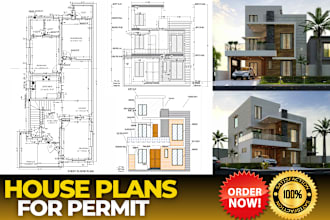 draw a full set of architectural house plan in autocad 2d and chief architect