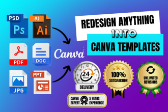 redesign anything in canva pro within 24 hours