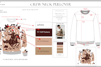 do professional sweater designs with detailed tech pack