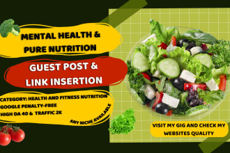 do mental health guest post, nutrition do follow backlinks with high traffic