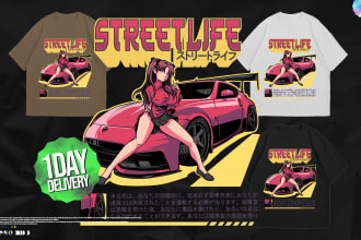 draw anime cars illustration for itasha livery tshirt design